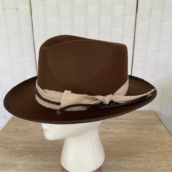 Men Women Hat Large Brown Fedora Felt Trilby Jazz Gatsby Panama Cap - Picture 1 of 10